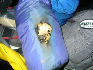 burned-sleeping-bag